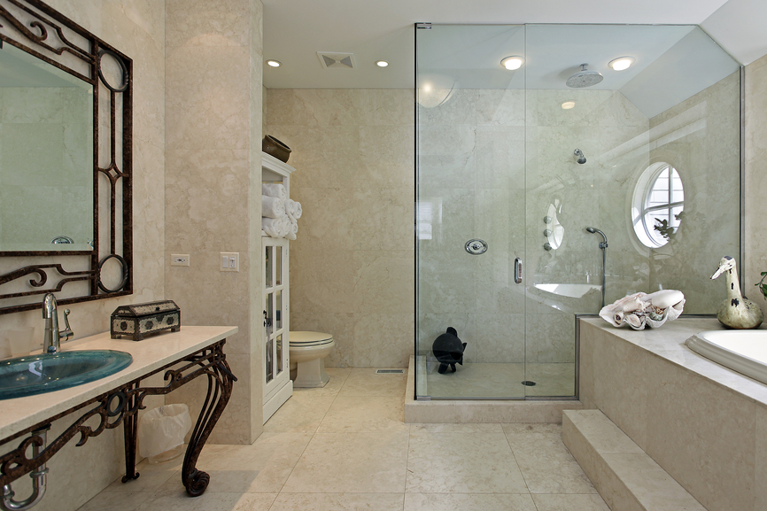 Marble bathroom remodeling in Long Island home