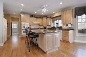 Kitchen with oak cabinets in Long Island